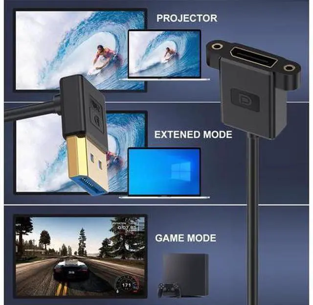 Alt view image 7 of 7 - Cable Ultrafine Up Angled DisplayPort 1.4 DP Male to Female Extension Cable 8K 60hz 4K 144hz for Desktop Laptop Monitor Graphics Card 30cm