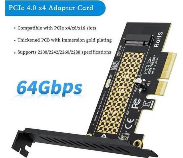Alt view image 2 of 3 - PCIE to M.2 NVMe B+M Key Expansion Card High Speed Support NVMe 2230 2240 2260 2280 SSD Support PCIe X4 X8 X16 (PCIe4.0 x4 Card)