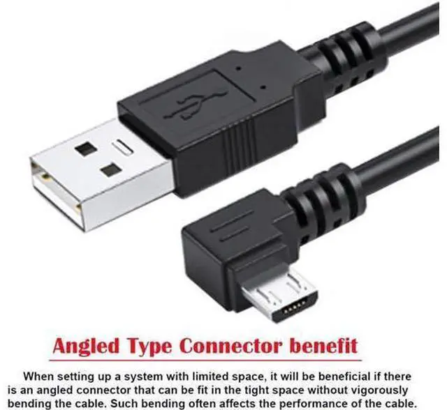 Alt view image 3 of 7 - Left Angled 90 Degree Micro USB 5Pin to USB 2.0 Type-A Data Charge Cable for Phone Tablet Camera 20cm