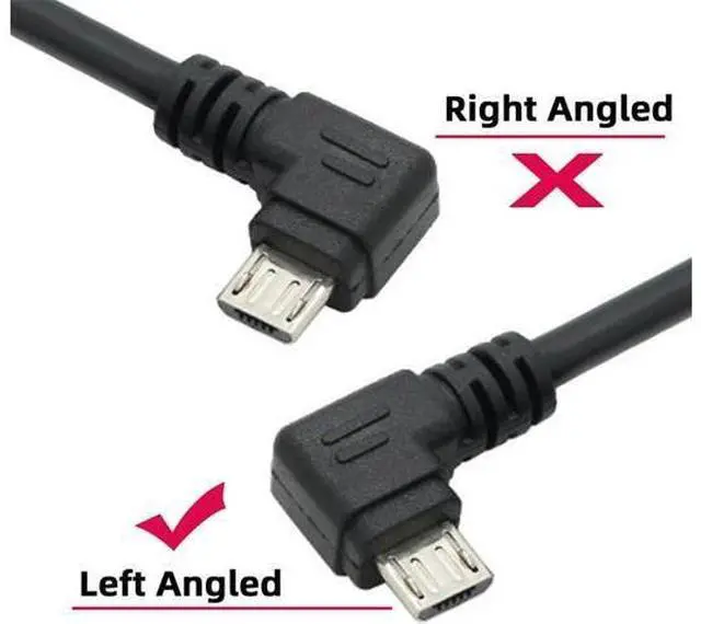 Alt view image 7 of 7 - Left Angled 90 Degree Micro USB 5Pin to USB 2.0 Type-A Data Charge Cable for Phone Tablet Camera 20cm