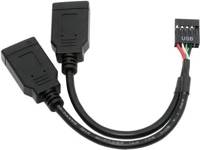 Main image of USB 2.0 9Pin Male 1 to 2 USB 3.1 Type E Key-A Female Front Panel Socket to 9Pin Mainboard Header Extension Cable 0.49FT