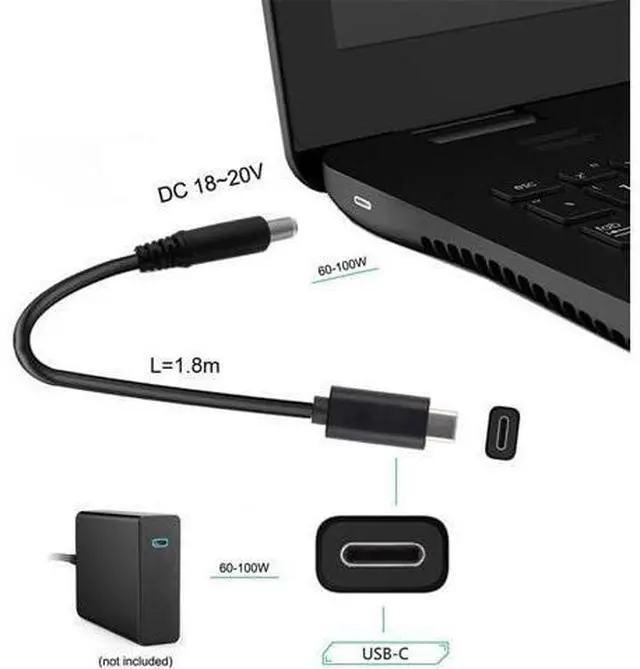 Alt view image 2 of 7 - Type C USB-C Input to DC 5.5 * 2.5mm Power PD Charge Cable for Laptop Notebook