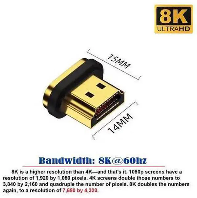 Alt view image 2 of 6 - HDMI Magnetic Connector HDMI 2.1 19Pin Contacts 8K Video Adapter for Laptop HDTV