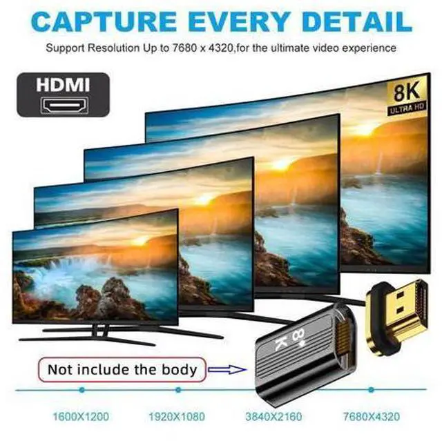 Alt view image 4 of 6 - HDMI Magnetic Connector HDMI 2.1 19Pin Contacts 8K Video Adapter for Laptop HDTV