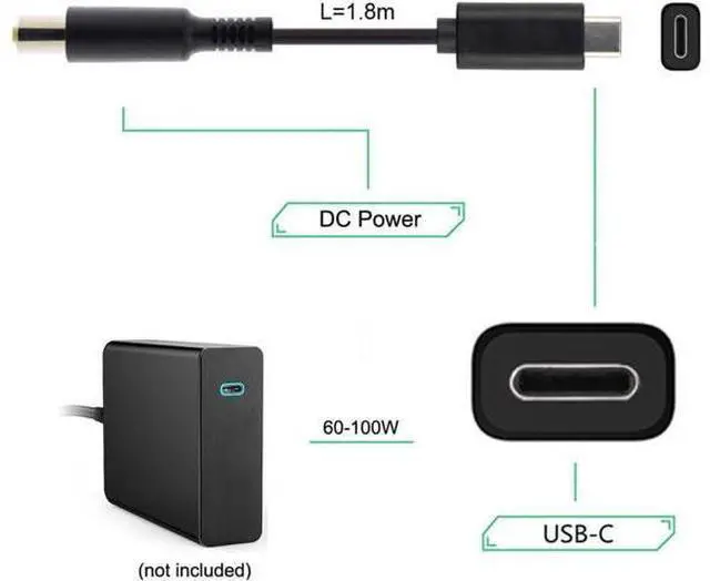 Alt view image 3 of 7 - Type C USB-C Input to DC 5.5 * 2.5mm Power PD Charge Cable for Laptop Notebook