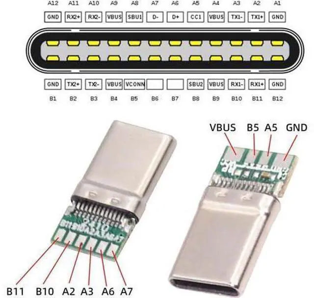 Alt view image 3 of 7 - USB 3.1 Type-C Male Plug Connector Solder Type with Aluminum Alloy Shell Black Customization for 4.0mm~6.0mm Cable