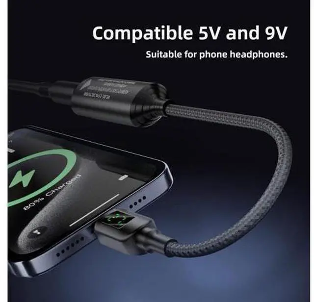 Alt view image 7 of 7 - DC Jack 7.9x5.4mm Input to USB-C Type-C Power 140W Smart LED Display Charge Cable for Laptop Phone PD9V/5V/20V/7A