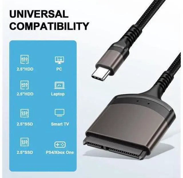 Alt view image 2 of 7 - 5Gbps USB-C Type-C to SATA 22 Pin Adapter Cable for 2.5" Hard Disk Driver SSD Laptop