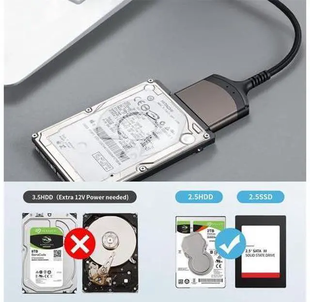 Alt view image 5 of 7 - 5Gbps USB-C Type-C to SATA 22 Pin Adapter Cable for 2.5" Hard Disk Driver SSD Laptop