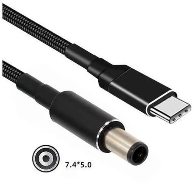 Alt view image 2 of 7 - USB-C 100W 20V Input to DC 7.4 * 5.0mm PD Power 65W Output Charge Cable Support QC PD Type-C Compatible with -Laptop (1.8m)