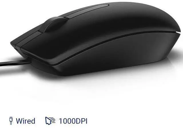 Alt view image 2 of 5 - Optical Wired Mouse, Black - 1000DPI, LED Tracking, Scrolling Wheel, Plug and Play