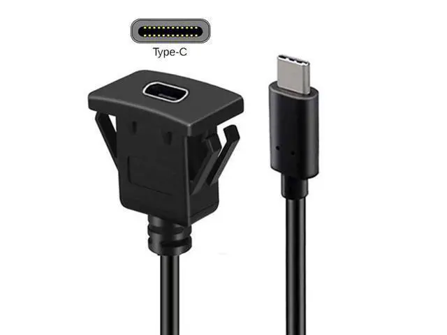 Alt view image 2 of 7 - Waterproof Dustproof USB-C Type-C USB 3.1 10Gbps Extension Flush Car Latch Mount Extension Cable for Dashboard Panel