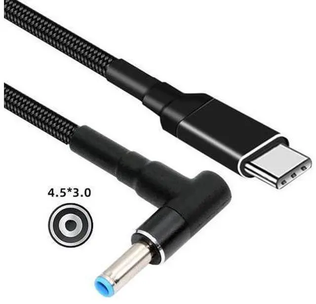 Alt view image 2 of 7 - USB-C 100W 20V Input to DC 4.5 * 3.0mm PD Power 65W Output Charge Cable Support QC PD Type-C Compatible with -Laptop (1.8m)