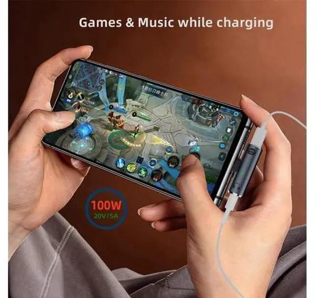 Alt view image 7 of 7 - 2 in 1 USB C to Audio and Charger Adapter,USB C to 3.5mm Headphone Jack and PD 100W Fast Charging Support Charge & Misuc at Same time