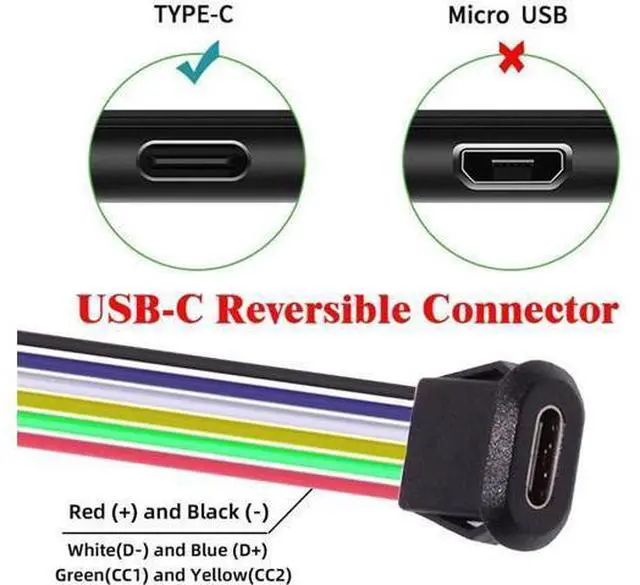 Alt view image 4 of 7 - 5pcs/Set DIY OEM Type C Female Socket to 6Pin Header Cable Pitch=2.0mm Latch Mount Type DC 5V/20V PD Power