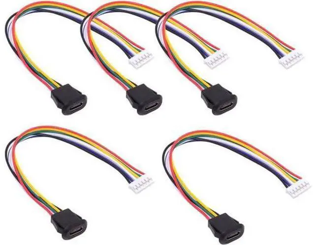 Alt view image 7 of 7 - 5pcs/Set DIY OEM Type C Female Socket to 6Pin Header Cable Pitch=2.0mm Latch Mount Type DC 5V/20V PD Power