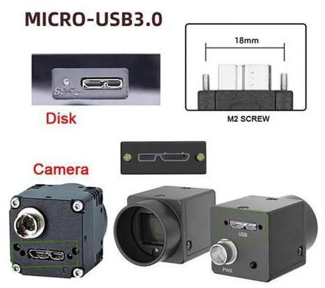 Alt view image 2 of 7 - Down Angled 90 Degree USB 3.0 A Male to Micro-B 3.0 Plug Down Angled Locking Screw Panel Cable 25cm