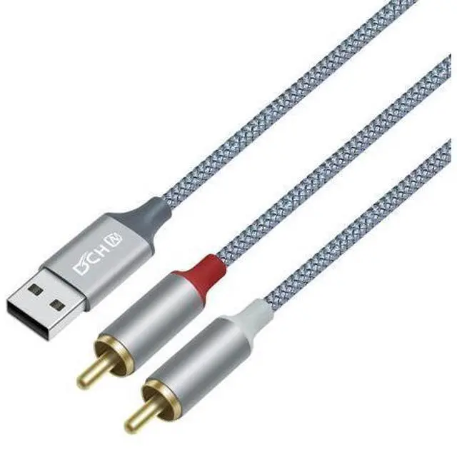 Main image of DCHAV 4ft USB to RCA Audio Cable Type A to 2 RCA Adapter Cord Male 2RCA Y Splitter Nylon Braided Wire Red White Interface for Laptop Computer Speaker DVD Player Car Stereo Home Theater Amplifier