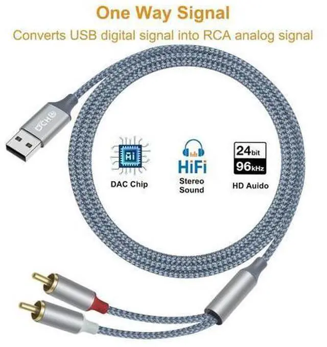 Alt view image 2 of 6 - DCHAV 4ft USB to RCA Audio Cable Type A to 2 RCA Adapter Cord Male 2RCA Y Splitter Nylon Braided Wire Red White Interface for Laptop Computer Speaker DVD Player Car Stereo Home Theater Amplifier