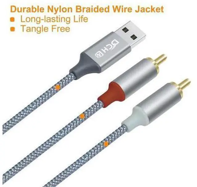 Alt view image 5 of 6 - DCHAV 4ft USB to RCA Audio Cable Type A to 2 RCA Adapter Cord Male 2RCA Y Splitter Nylon Braided Wire Red White Interface for Laptop Computer Speaker DVD Player Car Stereo Home Theater Amplifier