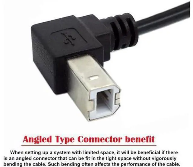 Alt view image 3 of 7 - USB 2.0 B Type Male to Female Extension Cable Down Angled 90 Degree 20cm for Printer Scanner Disk