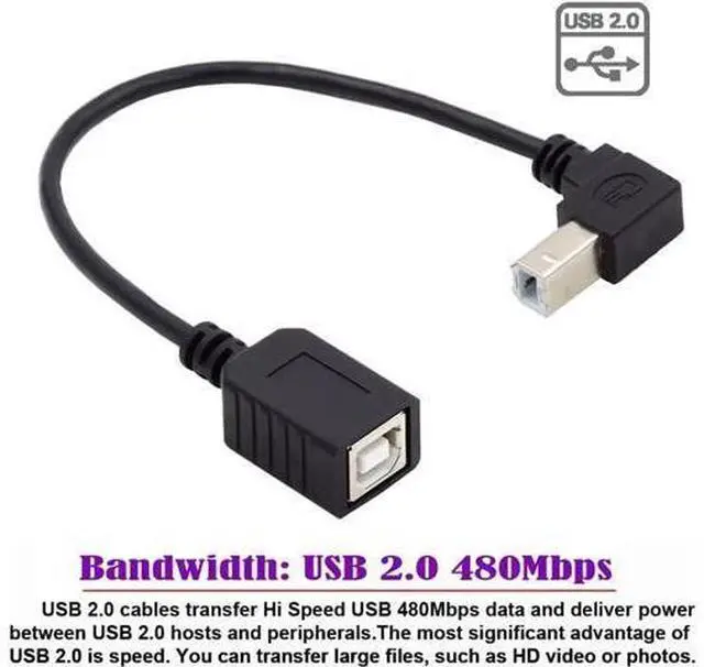 Alt view image 7 of 7 - USB 2.0 B Type Male to Female Extension Cable Down Angled 90 Degree 20cm for Printer Scanner Disk