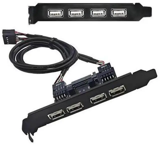Main image of Cable Internal Four USB2.0 Female Mount Panel to Motherboard 9pin Baffle Cable with Extral SATA Power and 12cm Bracket