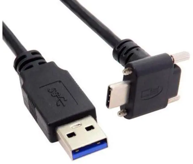 Alt view image 6 of 7 - USB 3.0 to USB C 90 Degree Angled Data Cable with Panel Mount Screw for Industrial Camera 1.2M