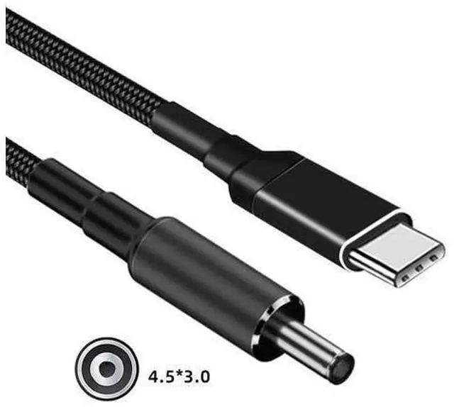 Alt view image 2 of 7 - USB-C 100W 20V Input to DC 4.5 * 3.0mm PD Power 65W Output Charge Cable Support QC PD Type-C Compatible with -Laptop (1.8m)