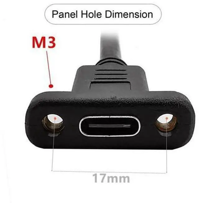Alt view image 7 of 7 - USB 3.1 Gen 2 10Gbps USB C Male to Female 90 Degree Right Angled Fast Charging Data Video Transfer Extension Cable with Panel Mount Hole 0.3M