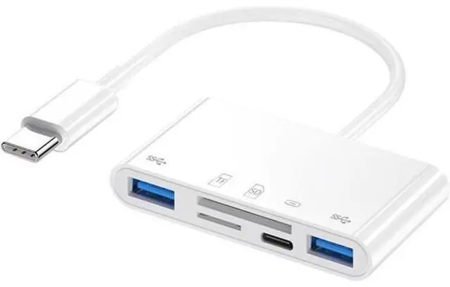 Main image of CY 5 in 1 USB C to 2 USB 3.0 TF Micro SD SDXC SDHC Card Reader Adapter 5Gbps Compatible with PD 27W for Laptop Tablet Phone