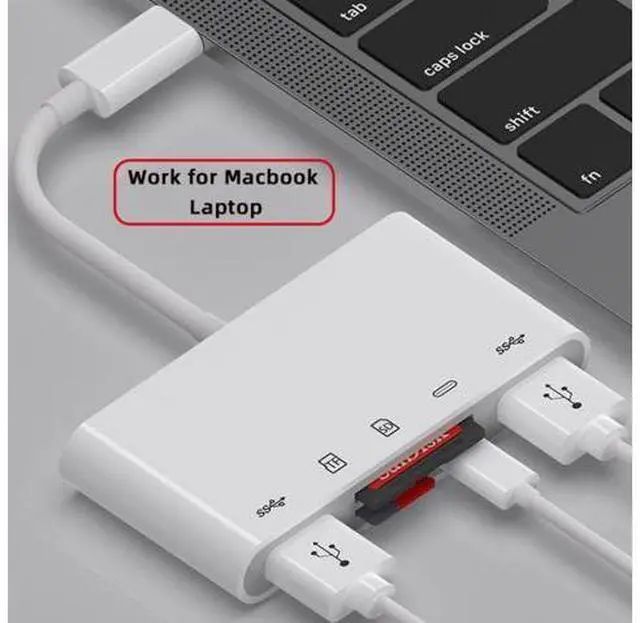 Alt view image 6 of 7 - CY 5 in 1 USB C to 2 USB 3.0 TF Micro SD SDXC SDHC Card Reader Adapter 5Gbps Compatible with PD 27W for Laptop Tablet Phone