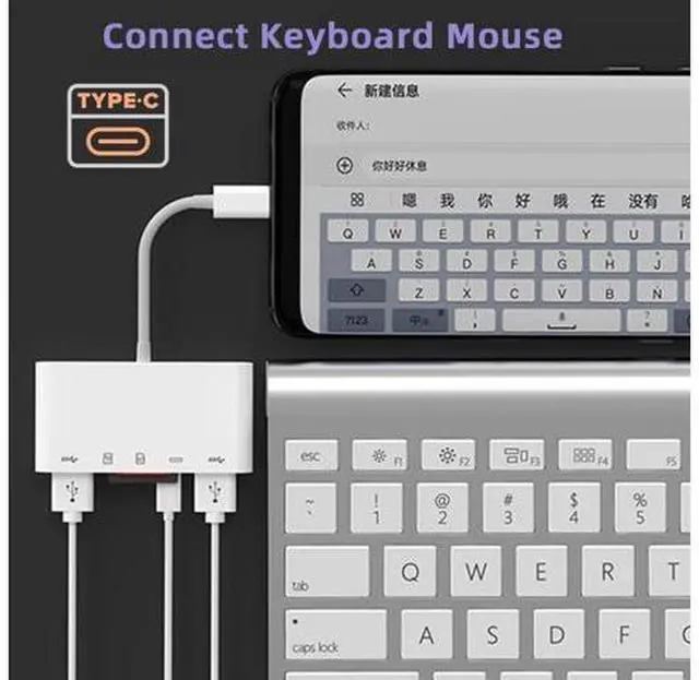 Alt view image 7 of 7 - CY 5 in 1 USB C to 2 USB 3.0 TF Micro SD SDXC SDHC Card Reader Adapter 5Gbps Compatible with PD 27W for Laptop Tablet Phone