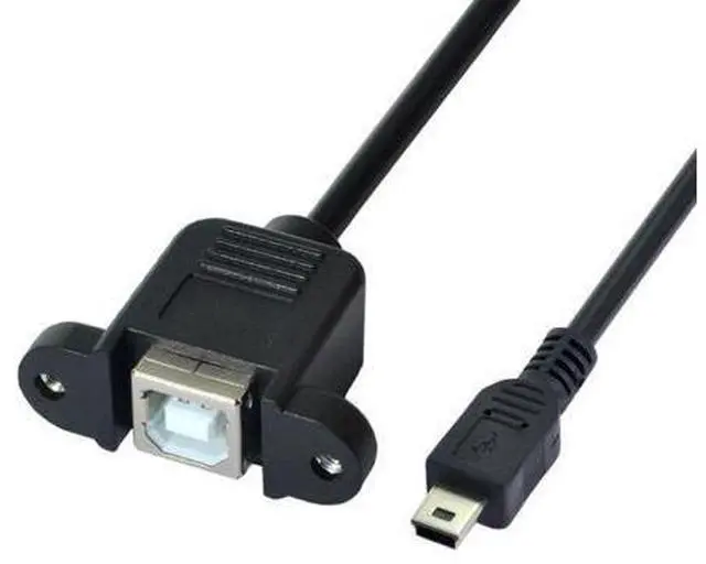 Main image of CY Mini USB 5pin Male to USB B Female Panel Mount Type Cable 20cm with Screws