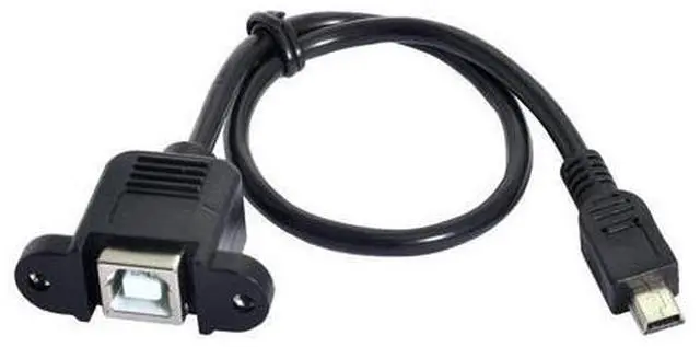 Alt view image 6 of 7 - CY Mini USB 5pin Male to USB B Female Panel Mount Type Cable 20cm with Screws
