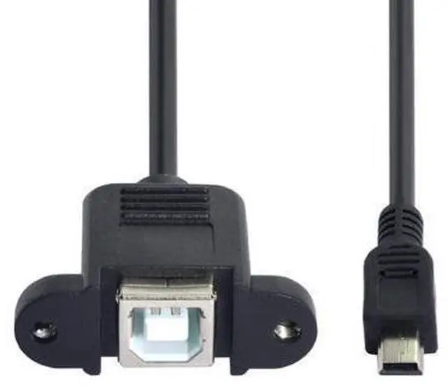 Alt view image 7 of 7 - CY Mini USB 5pin Male to USB B Female Panel Mount Type Cable 20cm with Screws