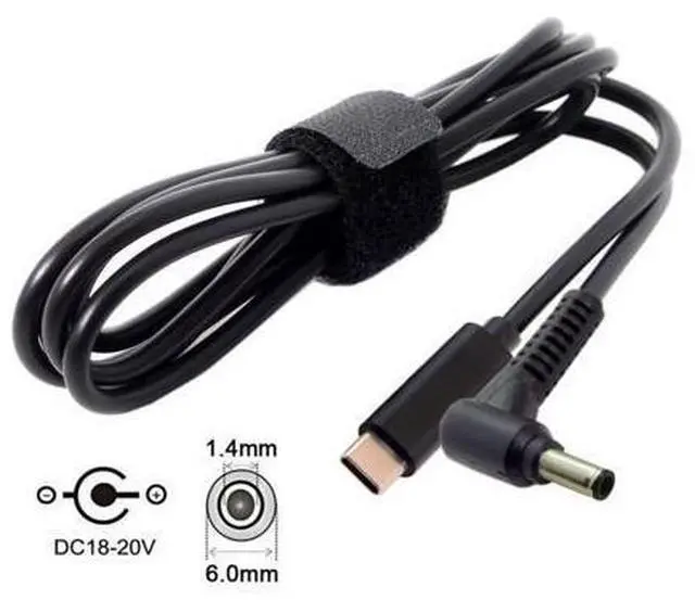 Alt view image 4 of 7 - USB C to DC 6.0x1.4mm Power PD 65W Charge Cable for Laptop Notebook