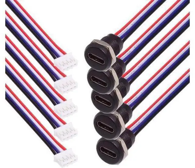 Main image of 5pcs/Set DIY OEM Type C Female Socket to 4Pin Header Cable Pitch=2.0mm Panel Mount Type DC 5V Power Data