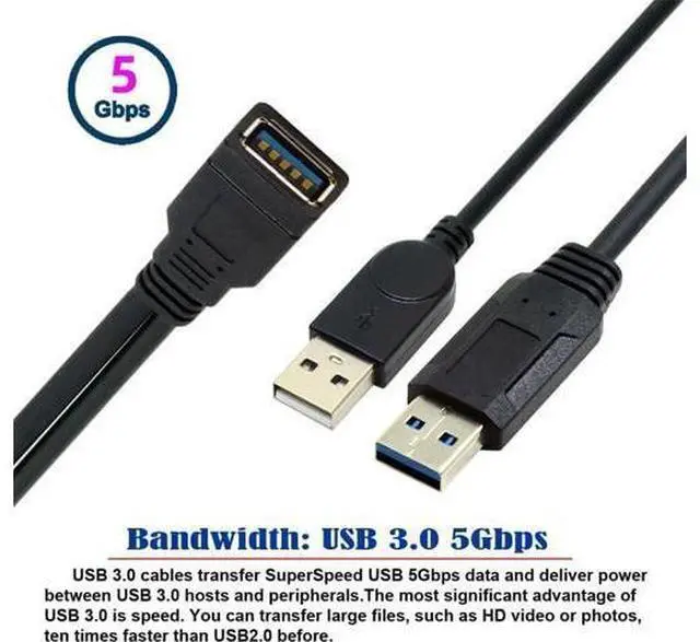 Alt view image 3 of 7 - Black USB 3.0 Female to Dual USB Male Extra Power Data Y Extension Cable for 2.5" Mobile Hard Disk