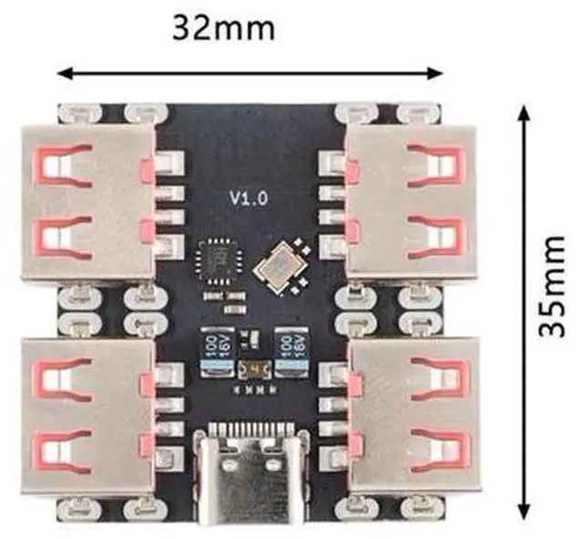 Alt view image 3 of 7 - 4 Port USB 2.0 HUB,USB C 1 to 4 USB 2.0 Splitter Port Multiplier Expansion Adapter for Laptop/Flash Drive/Keyborad/Mouse