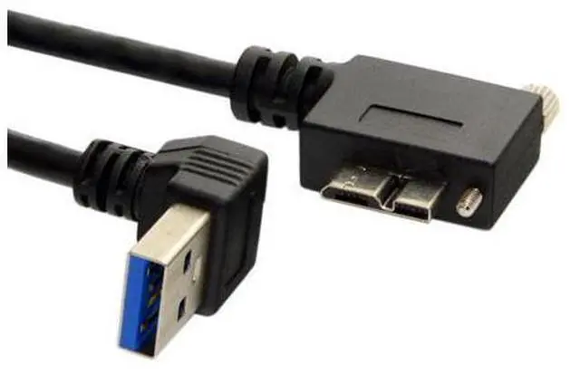 Alt view image 2 of 6 - USB 3.0 to Micro USB 3.0 90 Degree Left Angled with Locking Screw Panel Cable 0.5M