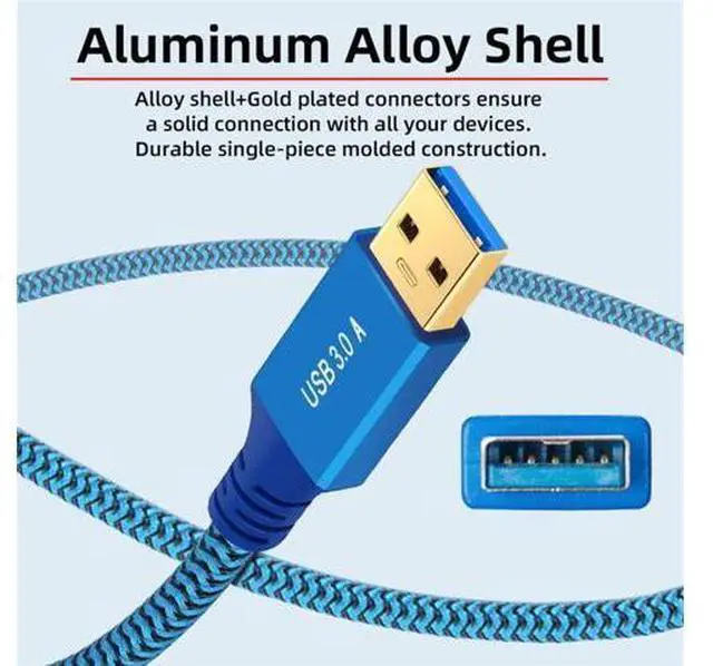 Alt view image 3 of 7 - USB 3.0 Type-A Male to USB3.0 Micro-B Male Cable Extension Blue Sleeve 5Gbps for Disk SSD Camera Data 30cm