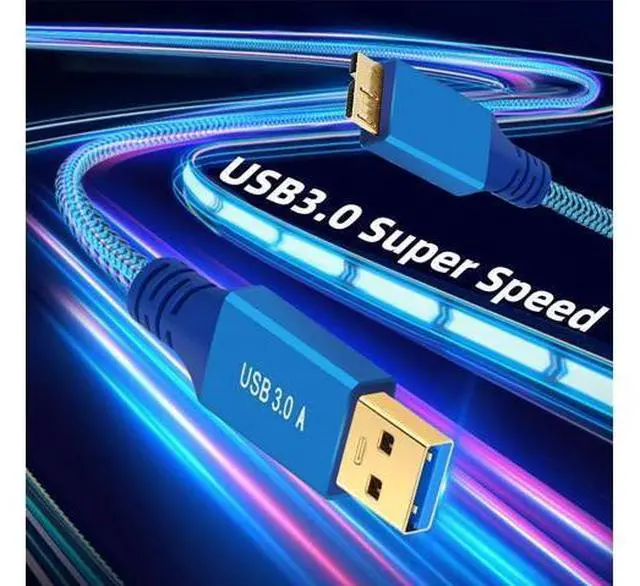 Alt view image 5 of 7 - USB 3.0 Type-A Male to USB3.0 Micro-B Male Cable Extension Blue Sleeve 5Gbps for Disk SSD Camera Data 30cm