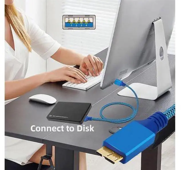Alt view image 6 of 7 - USB 3.0 Type-A Male to USB3.0 Micro-B Male Cable Extension Blue Sleeve 5Gbps for Disk SSD Camera Data 30cm