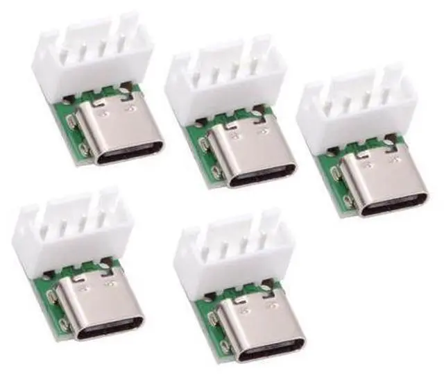 Main image of 5 Pack USB C DIY Connector, Pitch 2.54mm Vertical 4Pin to USB 2.0 Type C Female Socket Port Repair Replacement Solder Adapter with Wafer Socket