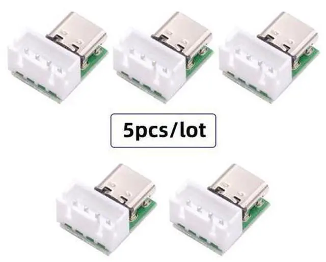 Alt view image 2 of 7 - 5 Pack USB C DIY Connector, Pitch 2.54mm Vertical 4Pin to USB 2.0 Type C Female Socket Port Repair Replacement Solder Adapter with Wafer Socket
