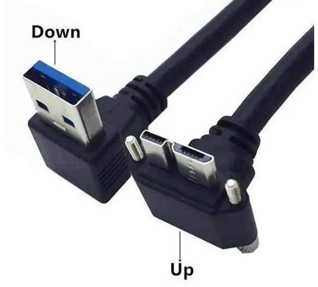 Alt view image 2 of 7 - 25cm USB 3.0 to Micro USB 3.0 90 Degree UP Angled Cable with Locking Screw Panel for Photography, Data Transfer