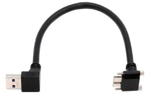 Alt view image 7 of 7 - 25cm USB 3.0 to Micro USB 3.0 90 Degree UP Angled Cable with Locking Screw Panel for Photography, Data Transfer