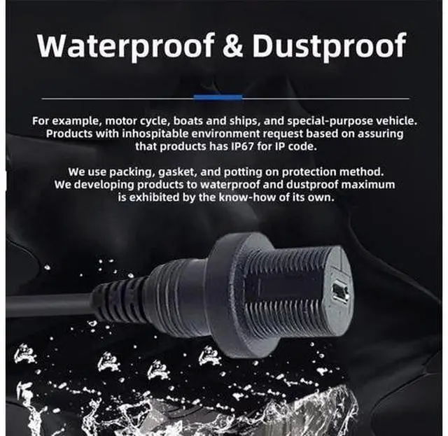 Alt view image 2 of 7 - 1m Waterproof Dustproof 480Mbps Micro USB2.0 5Pin Male to Female Extension Data Power Cable Car Panel Mount Design