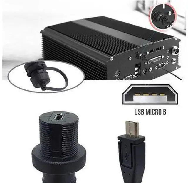 Alt view image 4 of 7 - 1m Waterproof Dustproof 480Mbps Micro USB2.0 5Pin Male to Female Extension Data Power Cable Car Panel Mount Design